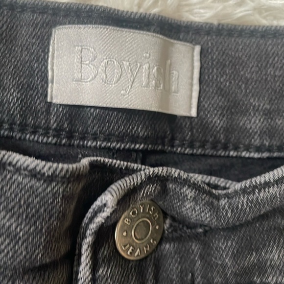 Boyish Black Distressed Jeans with Frayed Hem - Picture 3 of 15